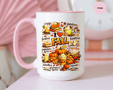 I Love Fall Coffee Mug, Cozy Autumn Pumpkin Spice Cup, Gift for Fall Lover, Book Reader, Teacher or Mom, Thanksgiving Kitchen Decor