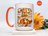 I Love Fall Coffee Mug, Cozy Autumn Pumpkin Spice Cup, Gift for Fall Lover, Book Reader, Teacher or Mom, Thanksgiving Kitchen Decor