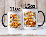 I Love Fall Coffee Mug, Cozy Autumn Pumpkin Spice Cup, Gift for Fall Lover, Book Reader, Teacher or Mom, Thanksgiving Kitchen Decor