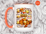 I Love Fall Coffee Mug, Cozy Autumn Pumpkin Spice Cup, Gift for Fall Lover, Book Reader, Teacher or Mom, Thanksgiving Kitchen Decor