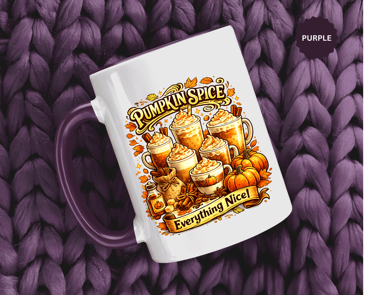 Pumpkin Spice Coffee Mug, Everything Nice Fall Cup, Autumn Latte Gift for Coffee Lover, Thanksgiving Hostess or Pumpkin Season Fan