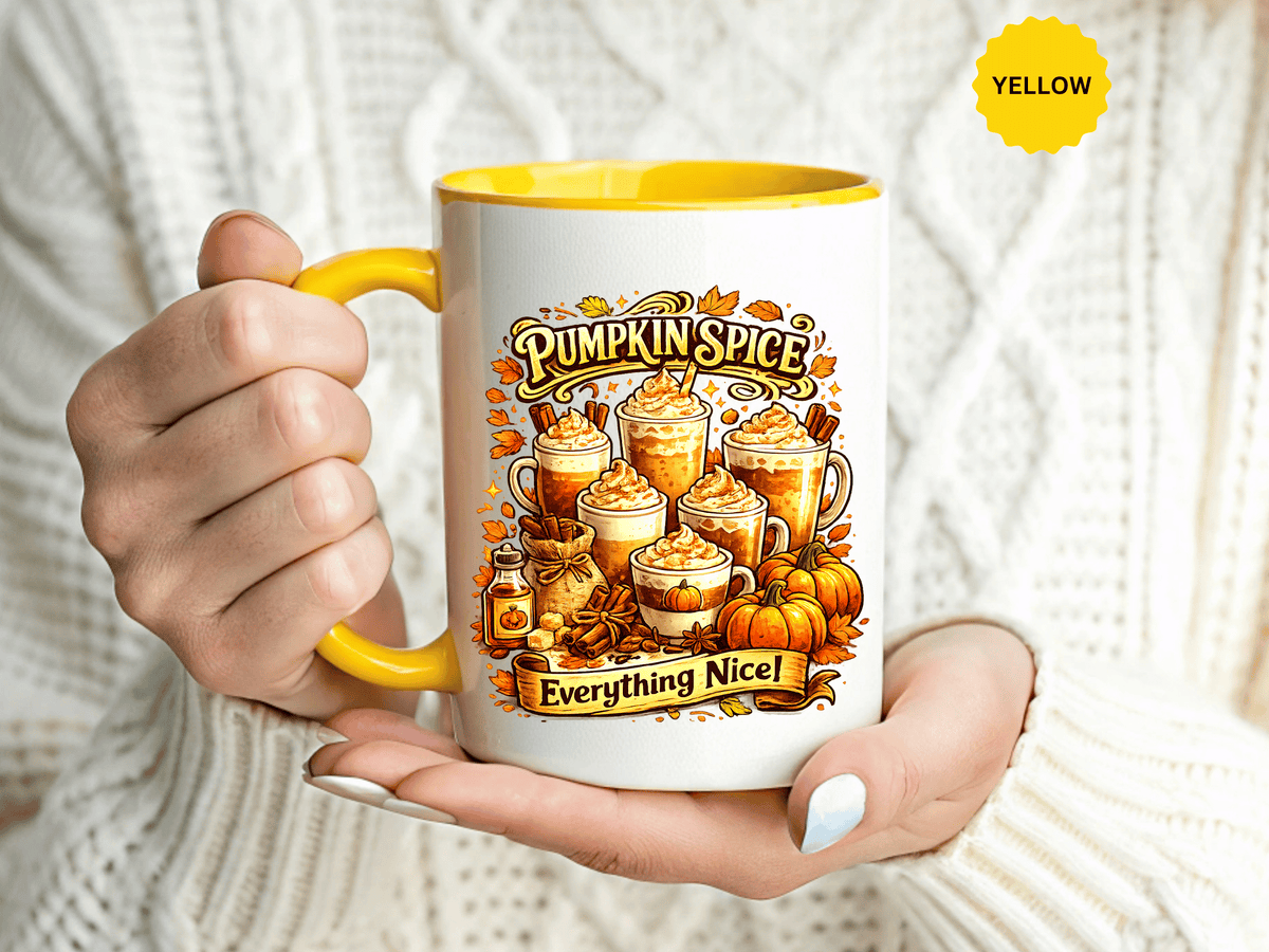 Pumpkin Spice Coffee Mug, Everything Nice Fall Cup, Autumn Latte Gift for Coffee Lover, Thanksgiving Hostess or Pumpkin Season Fan