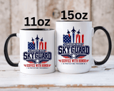 Military Aviation Coffee Mug, American Skies Skyguard Cup, Patriotic Fighter Jet Gift for Pilot, Veteran, Airman or Armed Forces Supporter