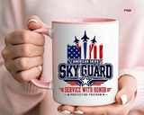 Military Aviation Coffee Mug, American Skies Skyguard Cup, Patriotic Fighter Jet Gift for Pilot, Veteran, Airman or Armed Forces Supporter