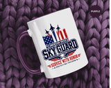 Military Aviation Coffee Mug, American Skies Skyguard Cup, Patriotic Fighter Jet Gift for Pilot, Veteran, Airman or Armed Forces Supporter