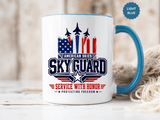 Military Aviation Coffee Mug, American Skies Skyguard Cup, Patriotic Fighter Jet Gift for Pilot, Veteran, Airman or Armed Forces Supporter