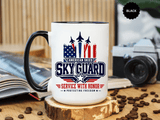 Military Aviation Coffee Mug, American Skies Skyguard Cup, Patriotic Fighter Jet Gift for Pilot, Veteran, Airman or Armed Forces Supporter