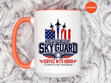 Military Aviation Coffee Mug, American Skies Skyguard Cup, Patriotic Fighter Jet Gift for Pilot, Veteran, Airman or Armed Forces Supporter