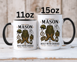 Personalized Army Soldier Mug, Built with Courage Coffee Cup, Custom Name Military Gift for Him, Veteran, Recruit or Service Member
