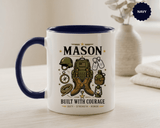 Personalized Army Soldier Mug, Built with Courage Coffee Cup, Custom Name Military Gift for Him, Veteran, Recruit or Service Member