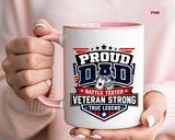Proud Veteran Dad Coffee Mug, Battle Tested Veteran Strong Cup, Patriotic Military Gift for Father, Retired Soldier or True Legend