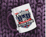 Proud Veteran Dad Coffee Mug, Battle Tested Veteran Strong Cup, Patriotic Military Gift for Father, Retired Soldier or True Legend