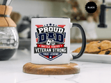 Proud Veteran Dad Coffee Mug, Battle Tested Veteran Strong Cup, Patriotic Military Gift for Father, Retired Soldier or True Legend