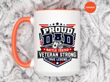 Proud Veteran Dad Coffee Mug, Battle Tested Veteran Strong Cup, Patriotic Military Gift for Father, Retired Soldier or True Legend