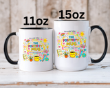 The Positivity Mug, Funny Sarcastic Office Gag Gift for Coworkers, Bright Doodle Aesthetic Motivational Coffee Cup with Orange Handle