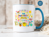 The Positivity Mug, Funny Sarcastic Office Gag Gift for Coworkers, Bright Doodle Aesthetic Motivational Coffee Cup with Orange Handle