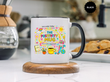 The Positivity Mug, Funny Sarcastic Office Gag Gift for Coworkers, Bright Doodle Aesthetic Motivational Coffee Cup with Orange Handle