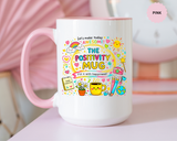 The Positivity Mug, Funny Sarcastic Office Gag Gift for Coworkers, Bright Doodle Aesthetic Motivational Coffee Cup with Orange Handle