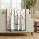 Personalized Nurse Blanket, Custom Name Medical Throw with Healthcare Symbols, Nurse Appreciation Gift, RN Graduation Keepsake