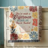 Personalized Teacher Appreciation Blanket, Custom Teacher Difference Throw, Floral Educator Gift, End of School Year Keepsake