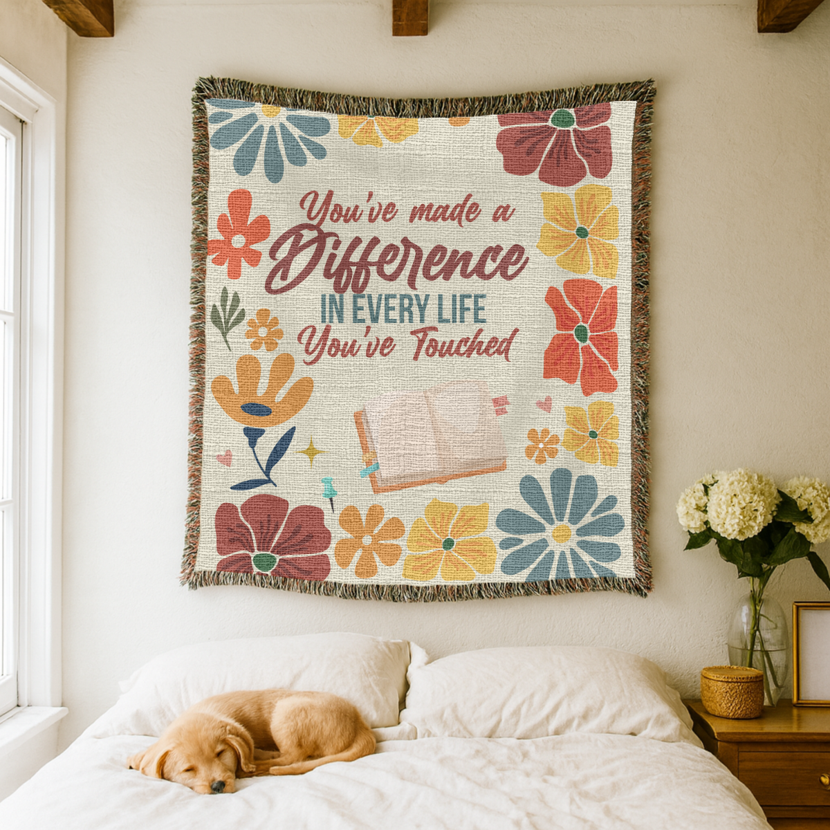Personalized Teacher Appreciation Blanket, Custom Teacher Difference Throw, Floral Educator Gift, End of School Year Keepsake