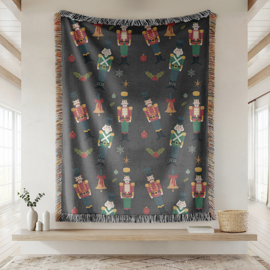 Nutcracker Christmas Blanket, Vintage Holiday Soldier Throw for Cozy Winter Home Decor, Festive Christmas Sofa Blanket, Nutcracker Gift