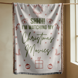Christmas Movie Night Blanket, Funny Throw for Cozy Holiday Decor, Festive Winter Gift for Her