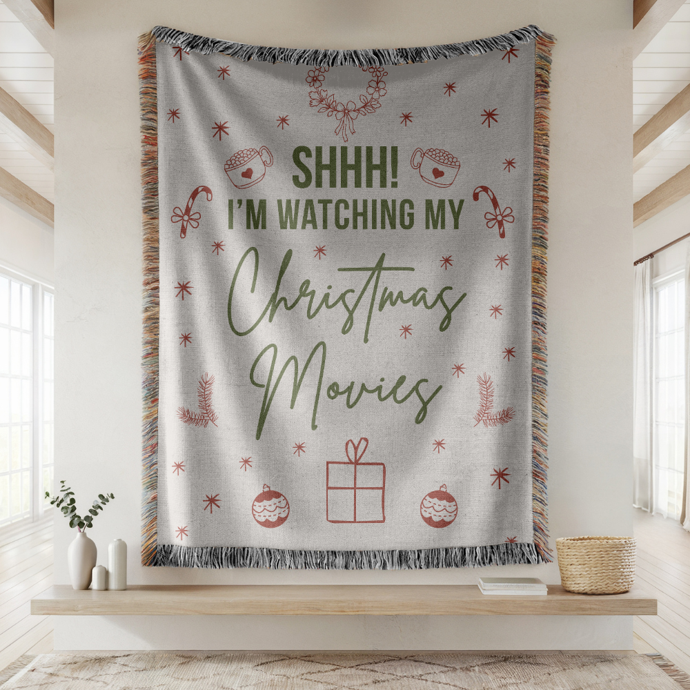 Christmas Movie Night Blanket, Funny Throw for Cozy Holiday Decor, Festive Winter Gift for Her