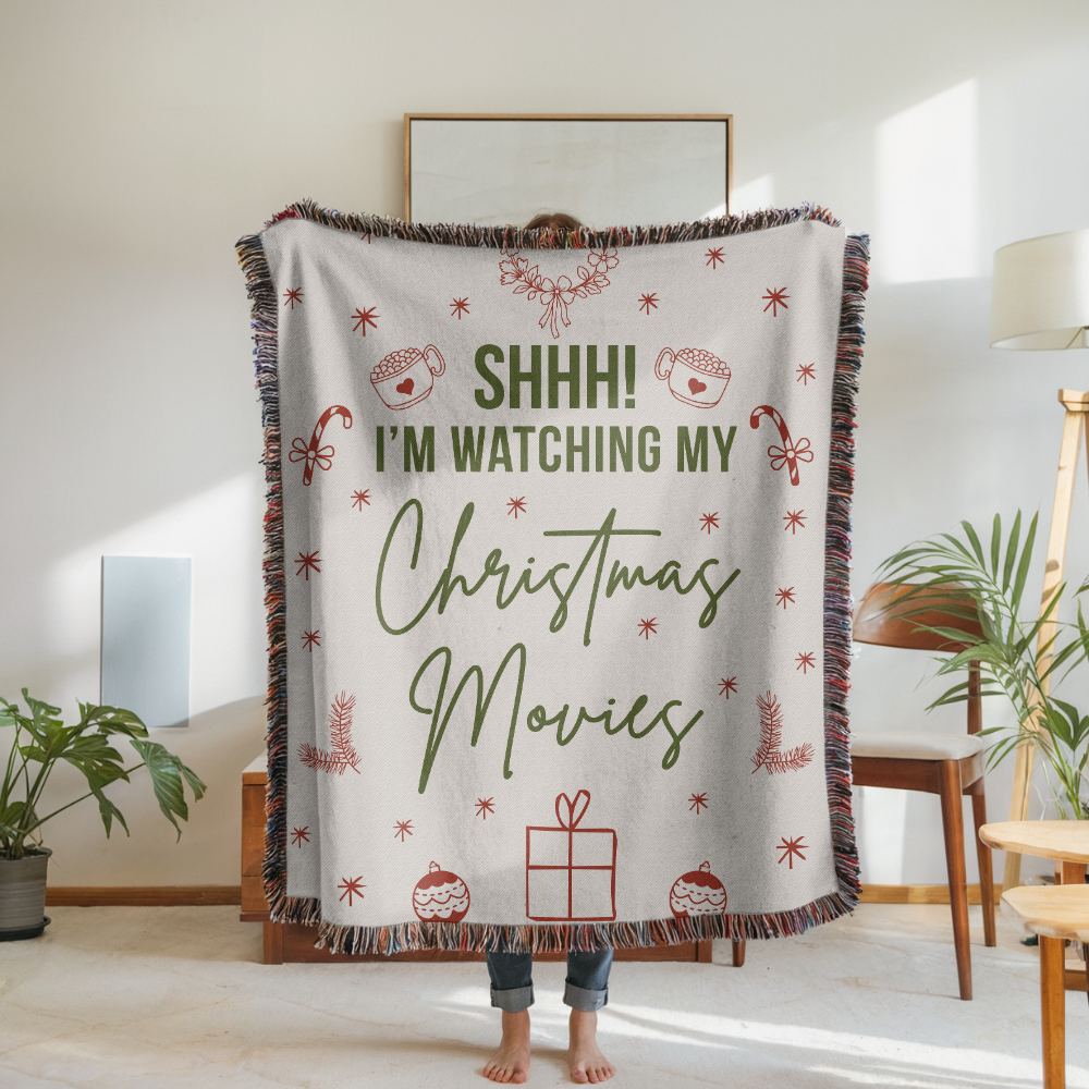 Christmas Movie Night Blanket, Funny Throw for Cozy Holiday Decor, Festive Winter Gift for Her