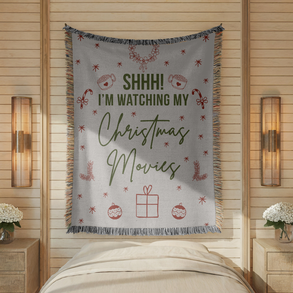 Christmas Movie Night Blanket, Funny Throw for Cozy Holiday Decor, Festive Winter Gift for Her
