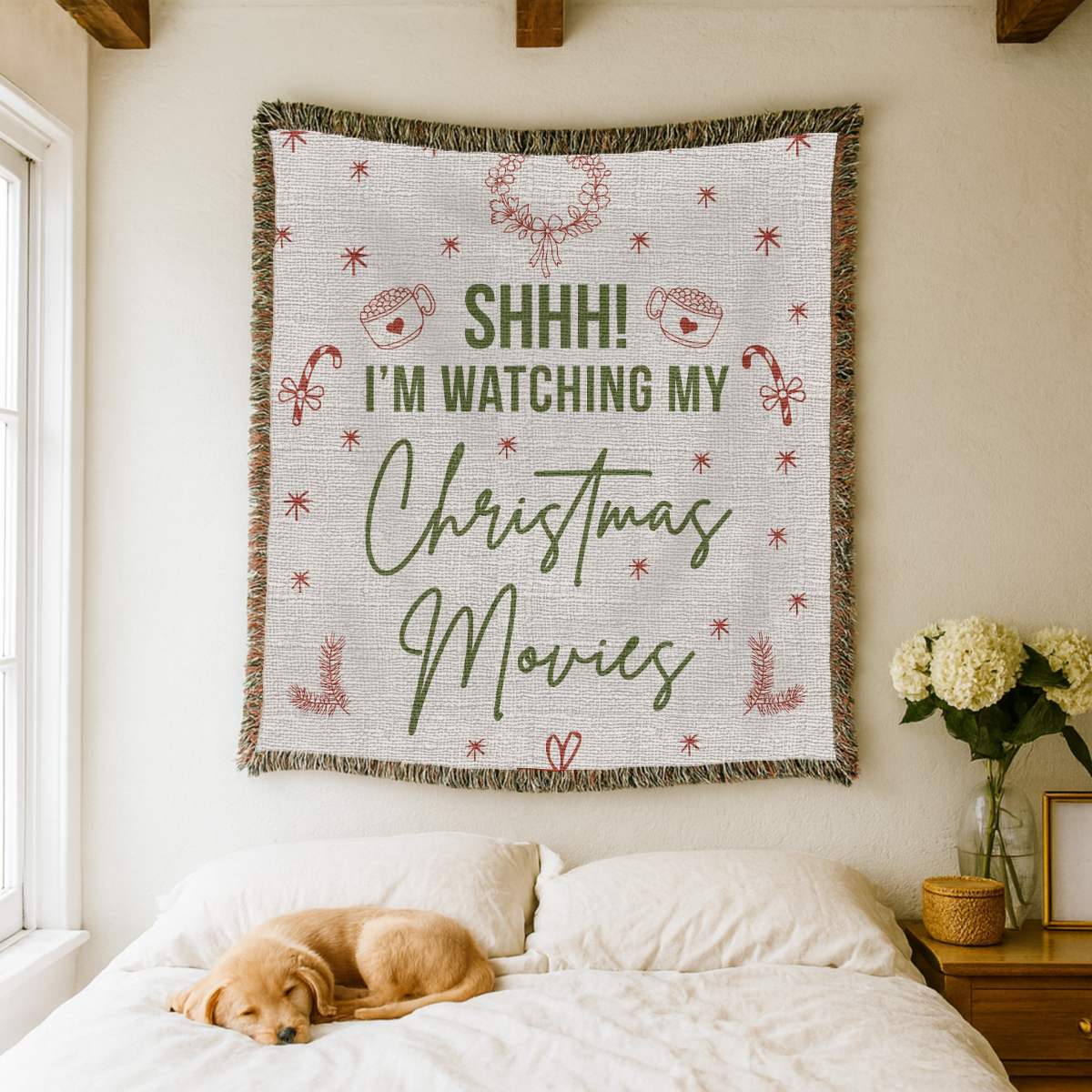 Christmas Movie Night Blanket, Funny Throw for Cozy Holiday Decor, Festive Winter Gift for Her