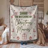 Christmas Movie Night Blanket, Funny Throw for Cozy Holiday Decor, Festive Winter Gift for Her