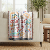 Personalized Teacher Blanket, Custom Name School Supplies Throw for Classroom Decor, Thoughtful Educator Gift, Back to School Keepsake for Her