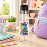 Cute Transparent Water Bottle for Kids, Good Days Drink Bottle, Kawaii Space Water Bottle, Positive School Gift, Colorful Kids Drinkware