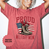 Proud Military Mom Shirt, Patriotic Army Mom T Shirt, Boots and Flowers Graphic Tee, American Flag Family Support Gift