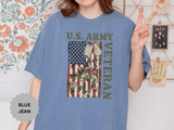 US Army Veteran Shirt, American Flag Camo T-Shirt, Military Dog Tag Tee, Patriotic Gift for Soldier, Retirement or Veterans Day Top