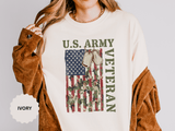 US Army Veteran Shirt, American Flag Camo T-Shirt, Military Dog Tag Tee, Patriotic Gift for Soldier, Retirement or Veterans Day Top