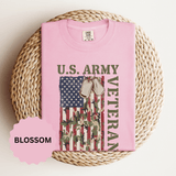 US Army Veteran Shirt, American Flag Camo T-Shirt, Military Dog Tag Tee, Patriotic Gift for Soldier, Retirement or Veterans Day Top