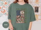 US Army Veteran Shirt, American Flag Camo T-Shirt, Military Dog Tag Tee, Patriotic Gift for Soldier, Retirement or Veterans Day Top