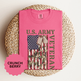US Army Veteran Shirt, American Flag Camo T-Shirt, Military Dog Tag Tee, Patriotic Gift for Soldier, Retirement or Veterans Day Top