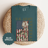US Army Veteran Shirt, American Flag Camo T-Shirt, Military Dog Tag Tee, Patriotic Gift for Soldier, Retirement or Veterans Day Top