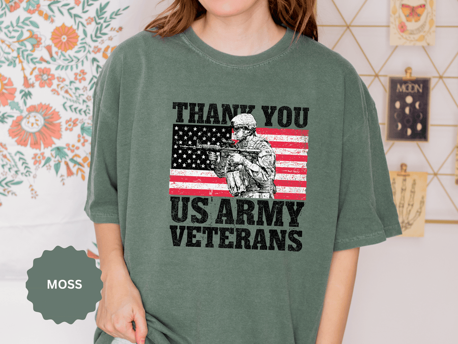 Thank You US Army Veterans Shirt, Patriotic Soldier T-Shirt, Military Appreciation Gift, American Flag Tee for Veterans Day or Retirement