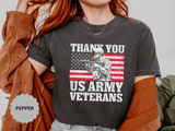 Thank You US Army Veterans Shirt, Patriotic Soldier T-Shirt, Military Appreciation Gift, American Flag Tee for Veterans Day or Retirement