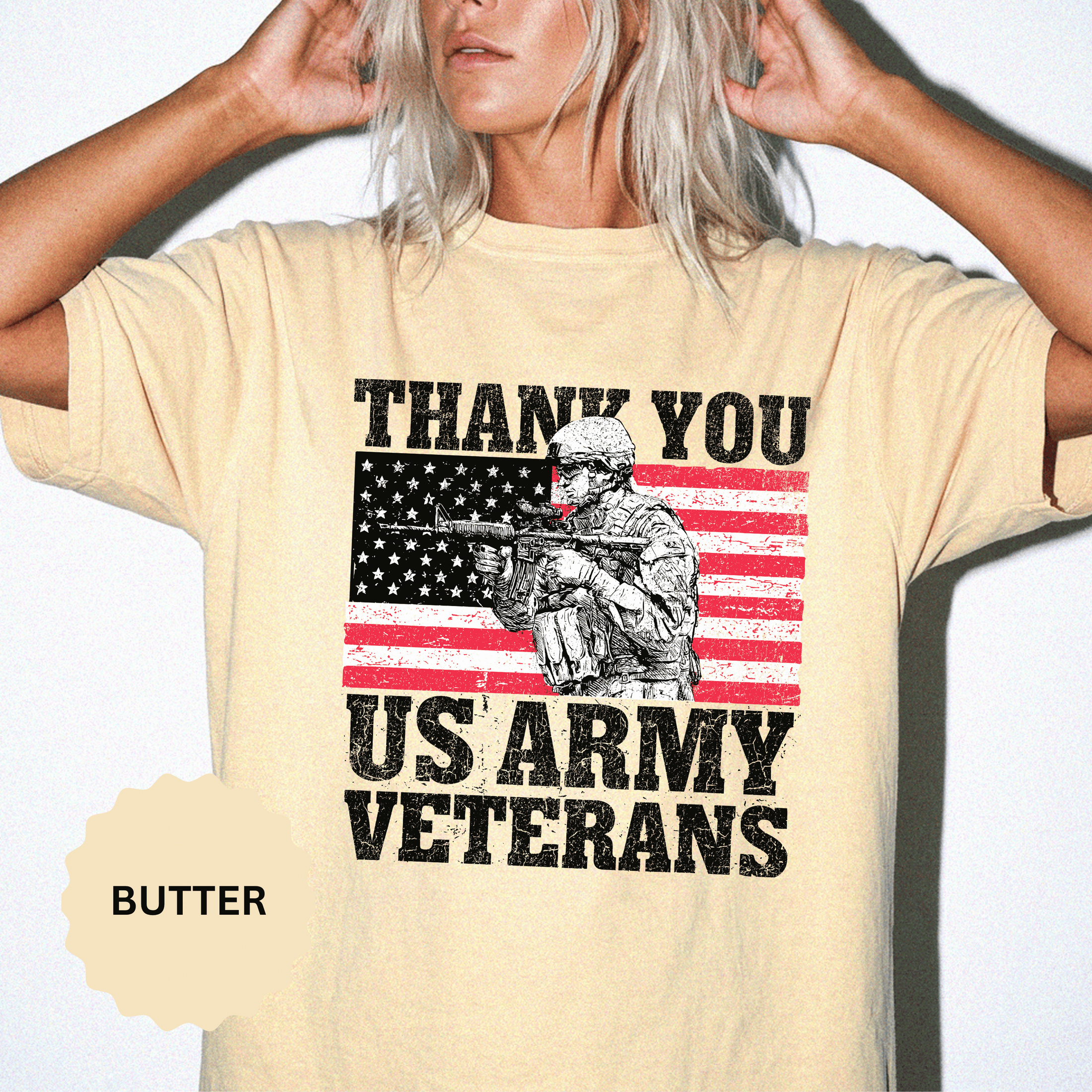 Thank You US Army Veterans Shirt, Patriotic Soldier T-Shirt, Military Appreciation Gift, American Flag Tee for Veterans Day or Retirement