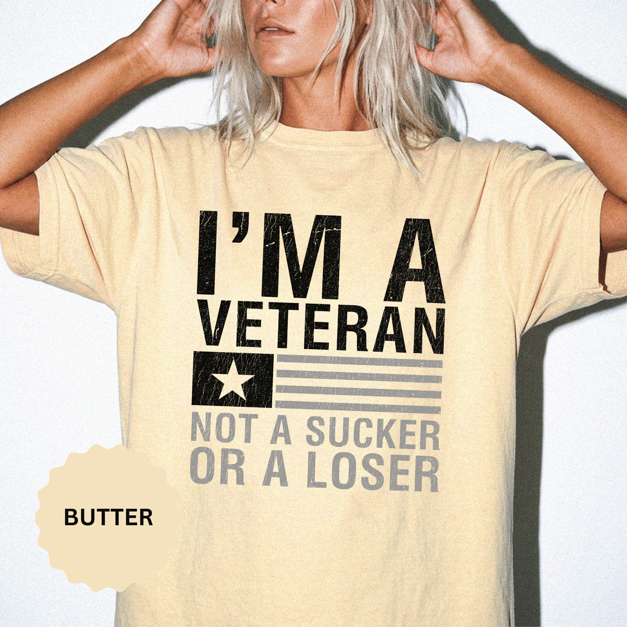 I'm a Veteran Not a Sucker or Loser Shirt, Bold Military T-Shirt, Patriotic Gift for Veteran, Veterans Day Tee, Retired Soldier Apparel