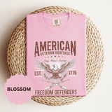American Veteran Heritage Shirt, Freedom Defenders T-Shirt, Patriotic Eagle Gift, Veterans Day or Military Retirement Tee for Proud Veteran