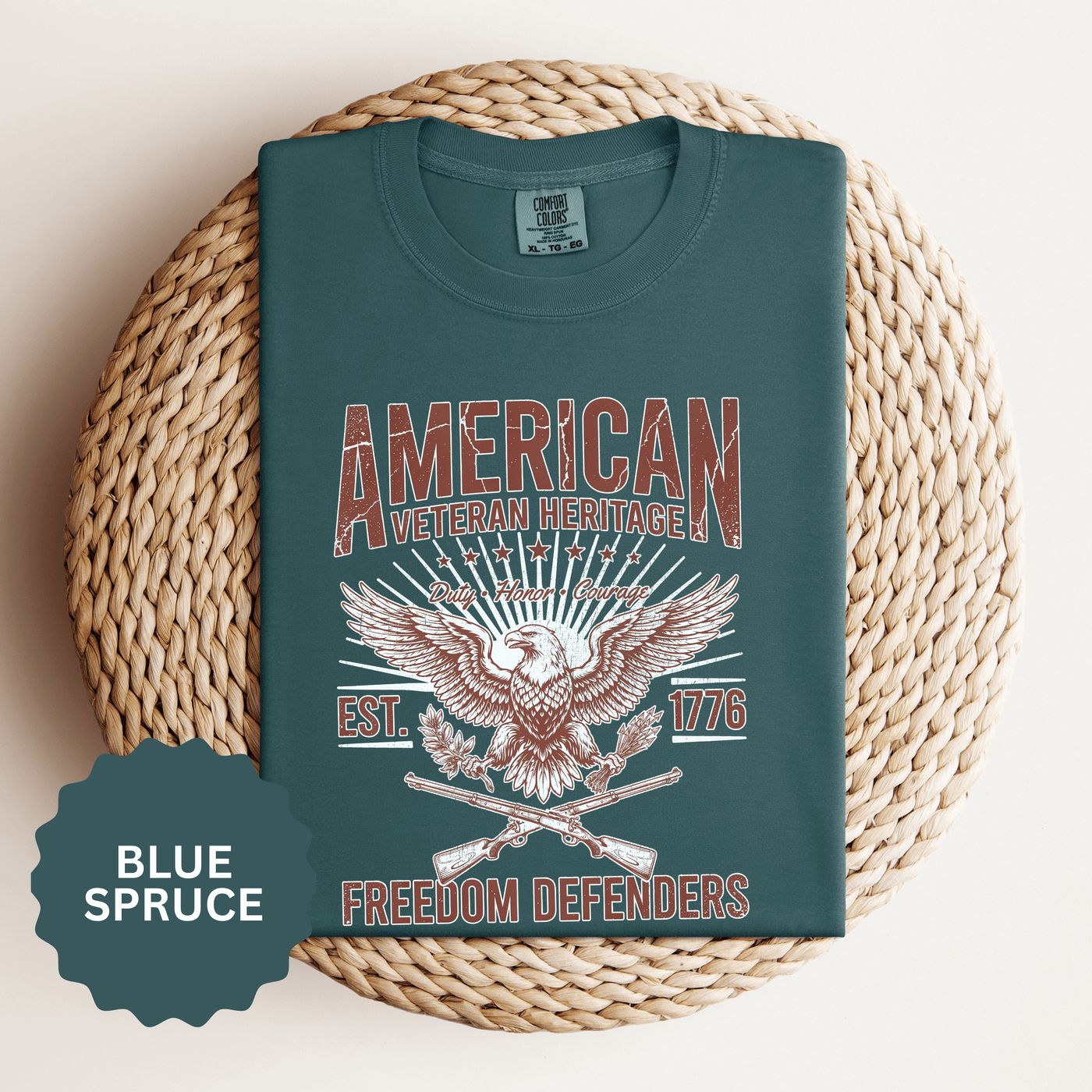 American Veteran Heritage Shirt, Freedom Defenders T-Shirt, Patriotic Eagle Gift, Veterans Day or Military Retirement Tee for Proud Veteran