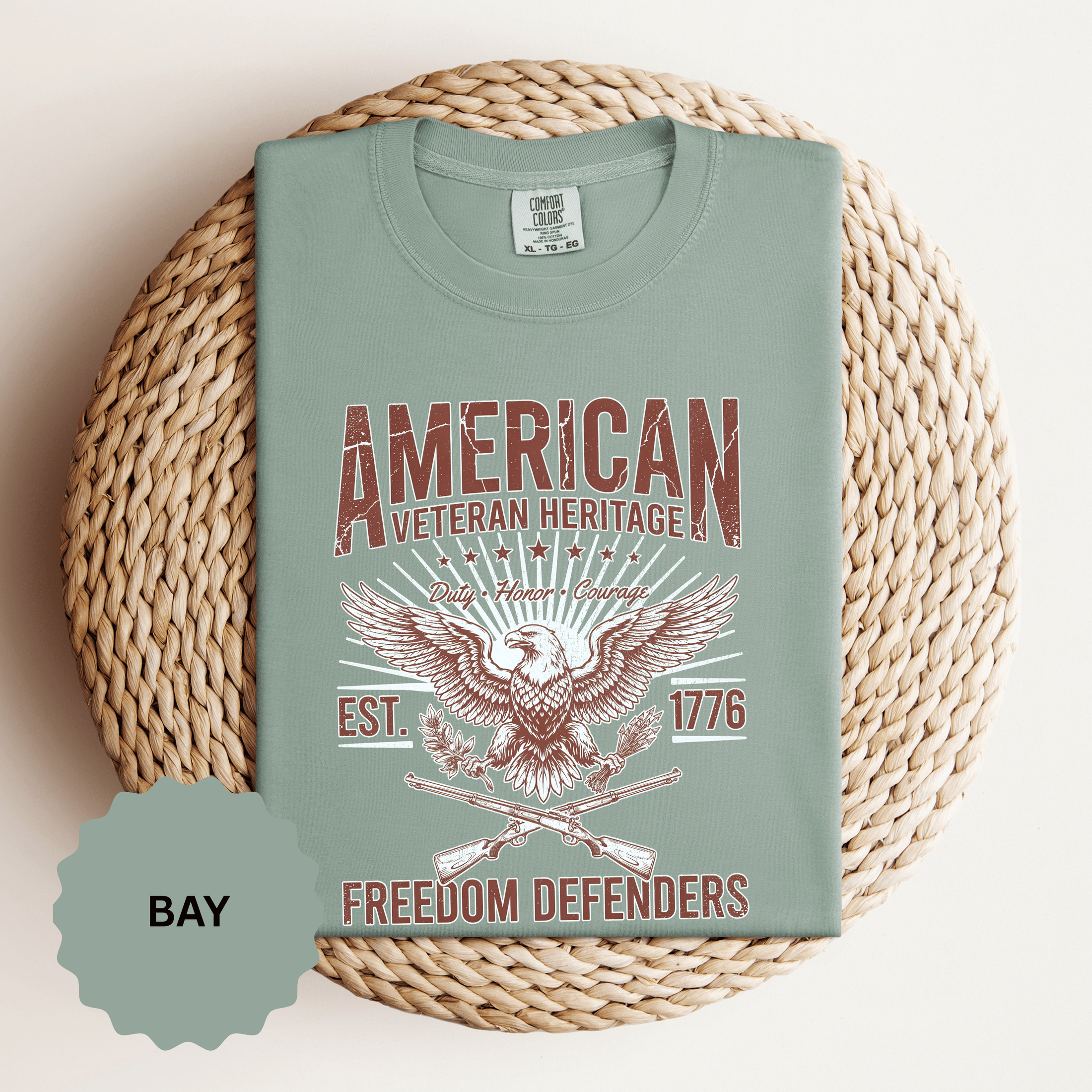 American Veteran Heritage Shirt, Freedom Defenders T-Shirt, Patriotic Eagle Gift, Veterans Day or Military Retirement Tee for Proud Veteran