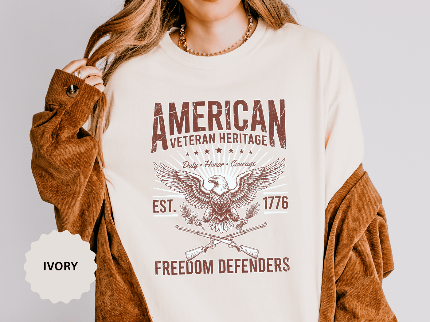 American Veteran Heritage Shirt, Freedom Defenders T-Shirt, Patriotic Eagle Gift, Veterans Day or Military Retirement Tee for Proud Veteran