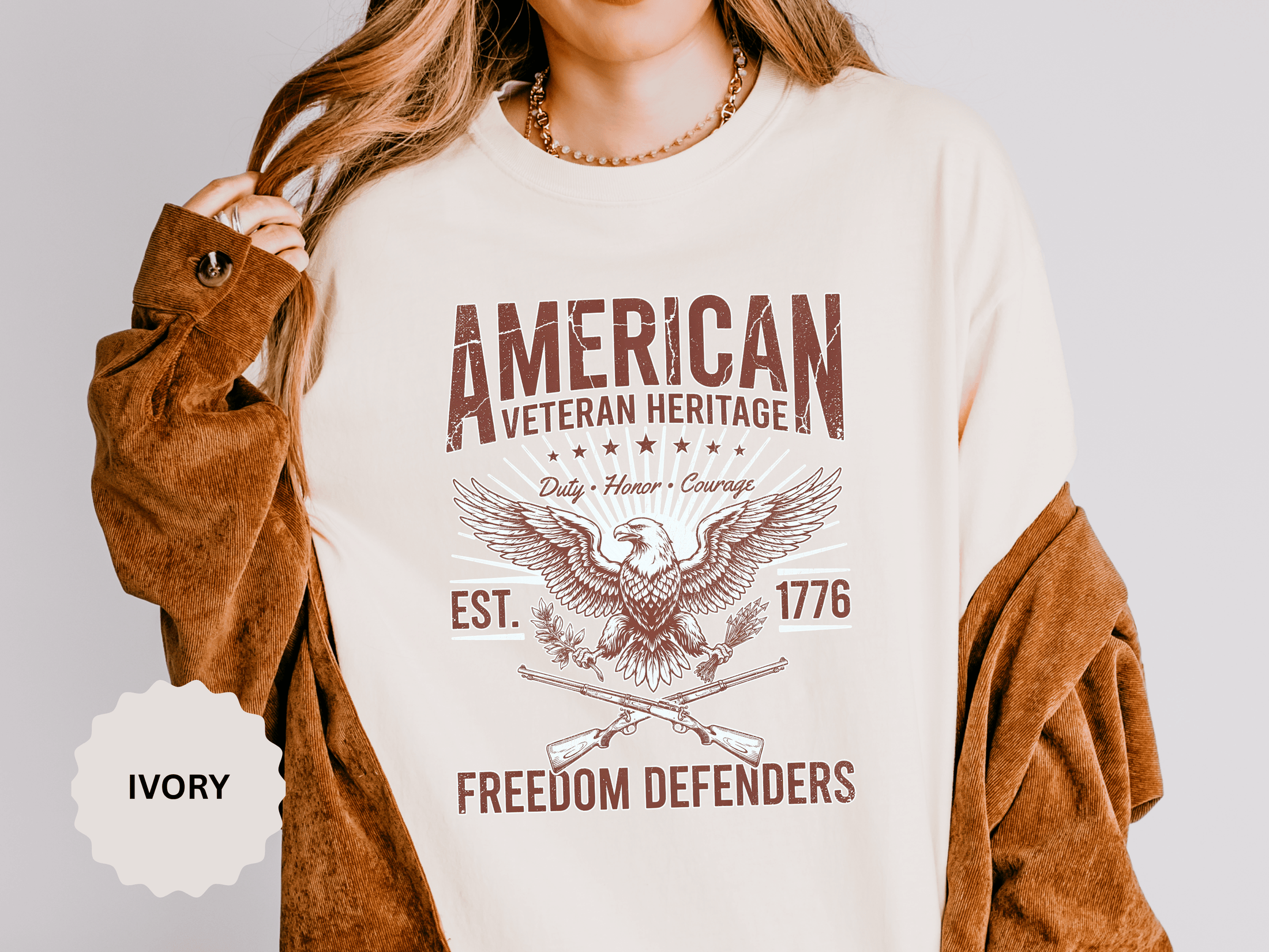 American Veteran Heritage Shirt, Freedom Defenders T-Shirt, Patriotic Eagle Gift, Veterans Day or Military Retirement Tee for Proud Veteran